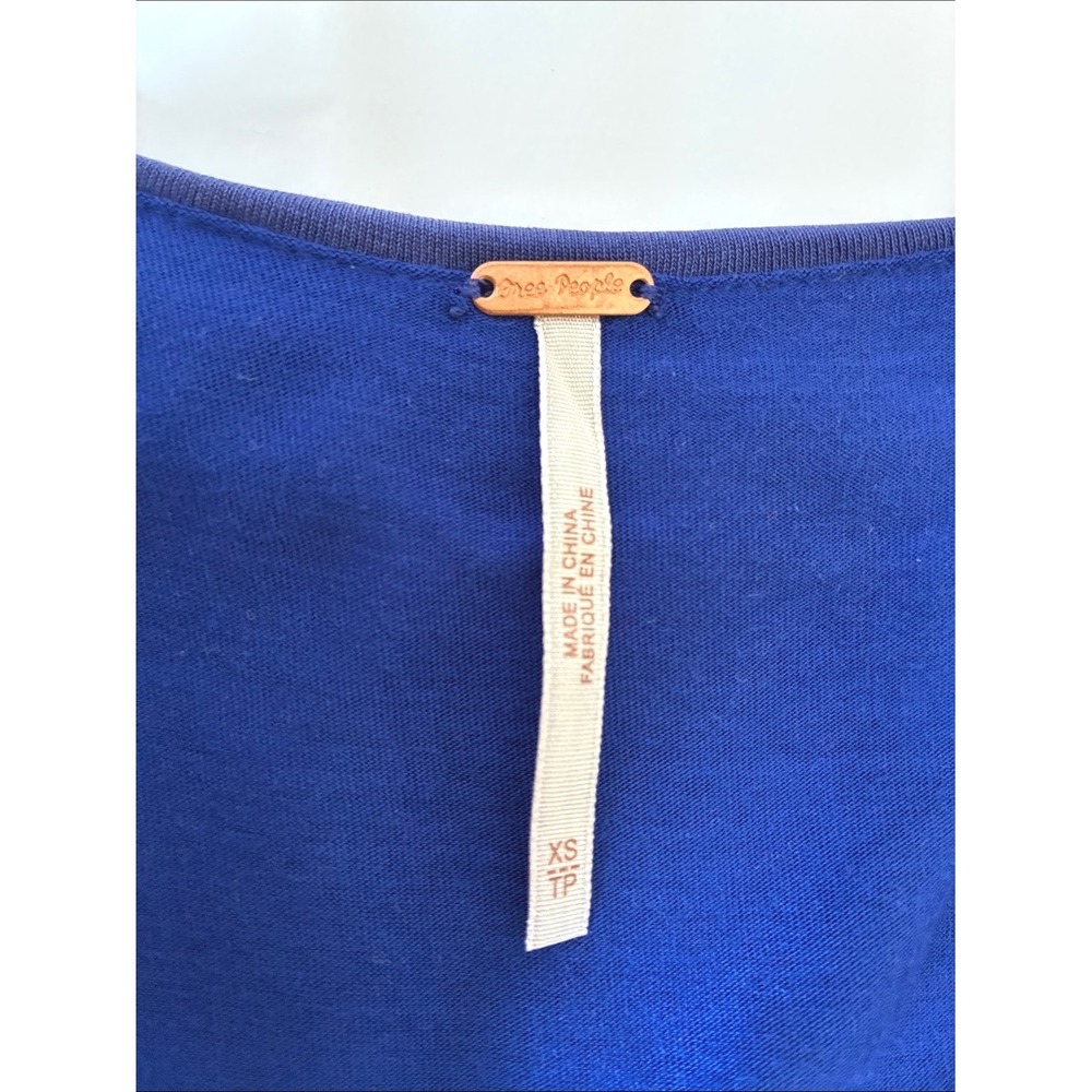 Free People XS Vibrant Cobalt Cupro Crisscross Front Mini Dress Vneck - Picture 8 of 10